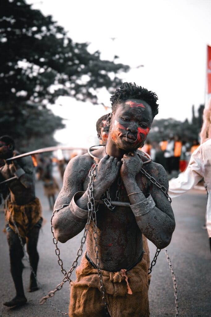 A traditional cultural performance in Cape Coast, Ghana, showcasing local heritage and artistry.