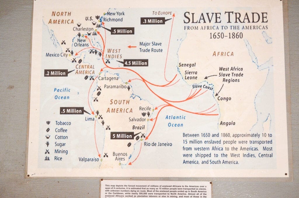 Map showing the slave trade from 1650 to 1860. 