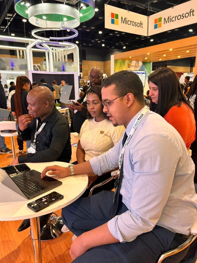 Microsoft Elevate and National Youth ICT council south Africa at Govtech2025 in Durban showcasing AI policy Maker Platform Demo