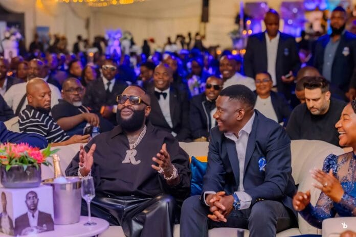 American rapper and music executive Rick Ross with Scottland FC owner, Scott Sakupwanya at a colourful kit unveiling event of Zimbabwe football champions Scottland FC at Hararare Sports Club