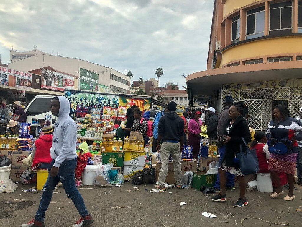 An informal market in downtown Harare. Zimbabwe