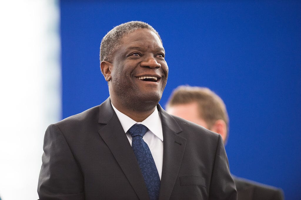 All African Nobel Prize Winners 27 Denis Mukwege smiling after his speech in the Strasbourg plenary